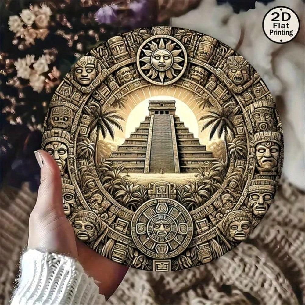 Vintage Mayan Metal Sign 8 Inch Round Wall Art Home Decor Living Room Bedroom Kitchen