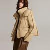 Elle 90 White Duck Down Short Loose Stand Collar Down Jacket Women outerwear Khaki EY49394
