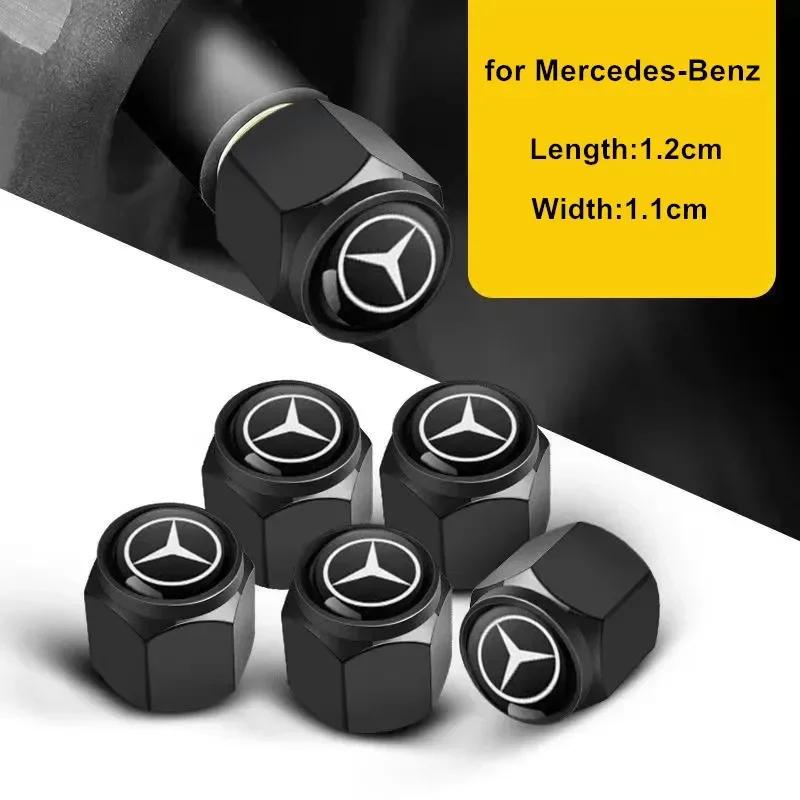 AAUB1 4pcs Metal Car Wheel Tire Valve Caps Stem Case Covers For Mercedes Benz B/C/E/S Class A Class C200L GLC GLK CLA Accessories1