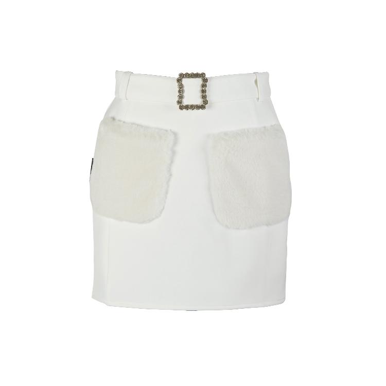 J Jane Fur Pocket Skirt (White)