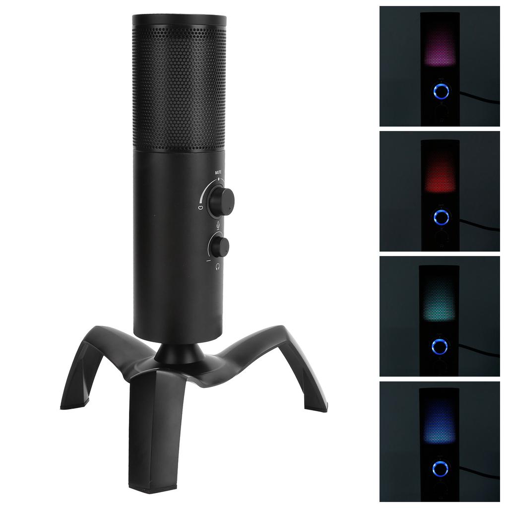 PC USB Condenser Microphone Dual Directional for Laptop Karaoke Live Broadcast RecordingBlack