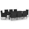 VidaXL 9-piece Garden Dining Set Black.