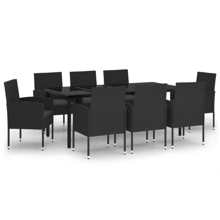 VidaXL 9-piece Garden Dining Set Black.