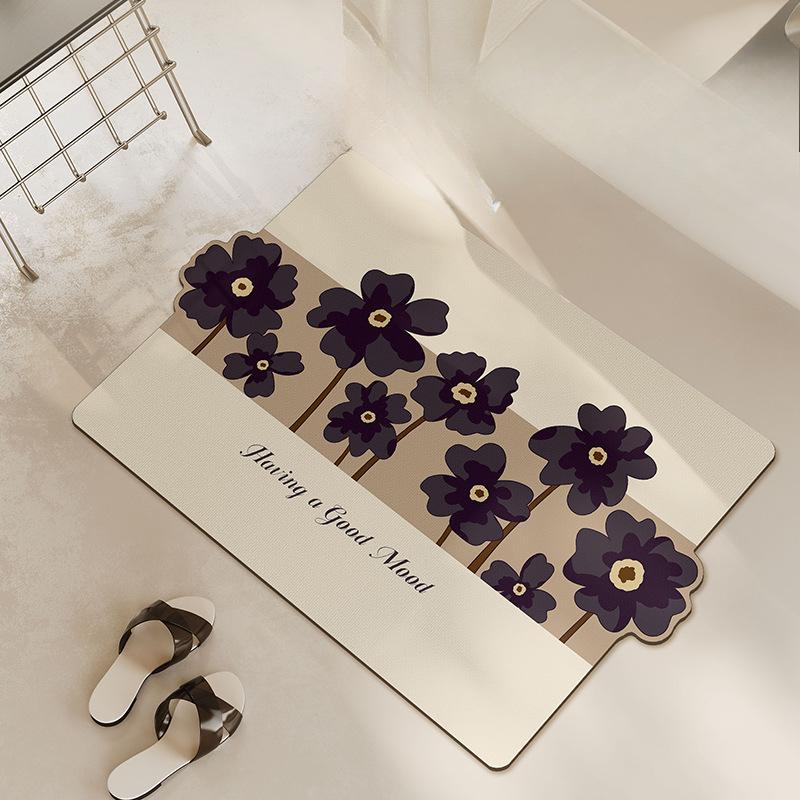 Household Bathroom Bathroom Door Moisture-wicking Floor Mat Half Acre Flower Field Irregular Form Diatom Mud Floor Foot Mat