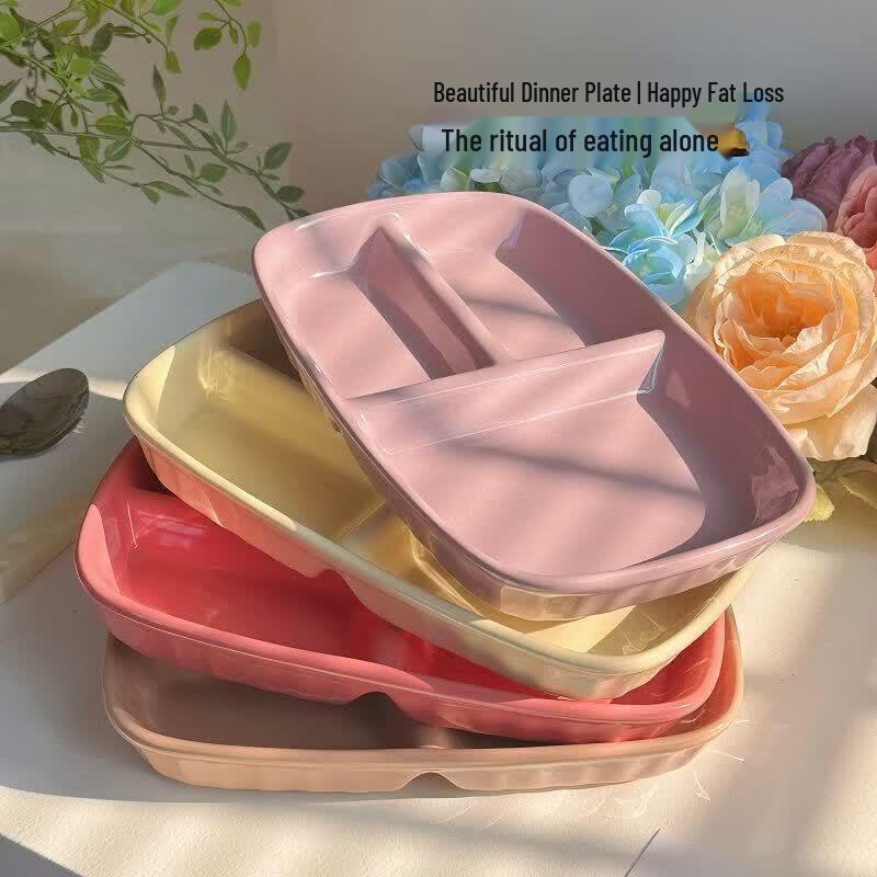 Rectangular 3-Compartment Ceramic Divided Plate