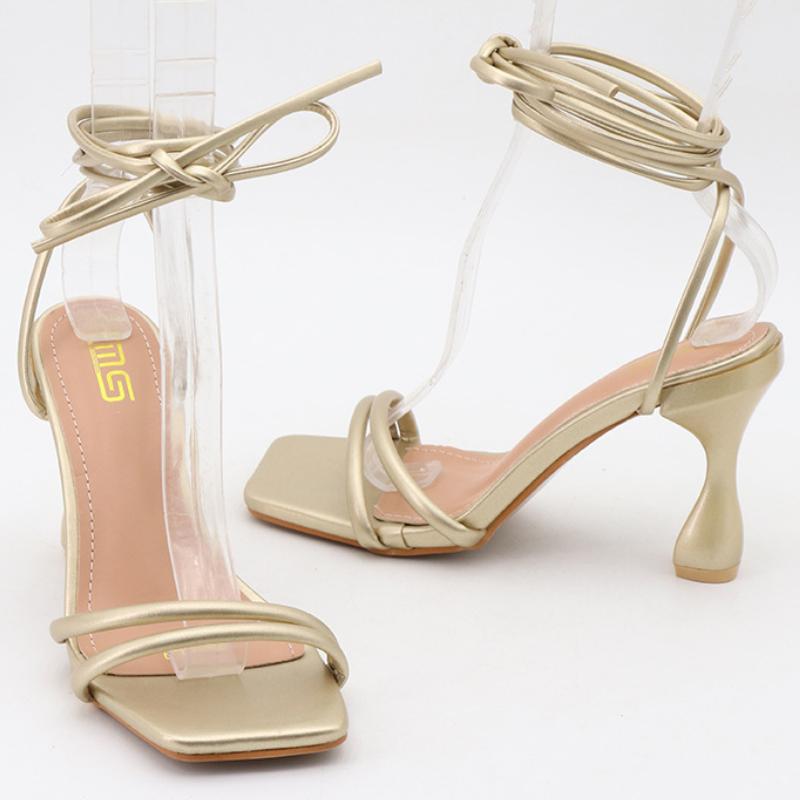Fashion Cross Tied Square Toe Women Sandals Open Toe Thin Heel Slide Sandals Summer Fashion Sexy Comfort 36- 42 Large Size Roman Shoes