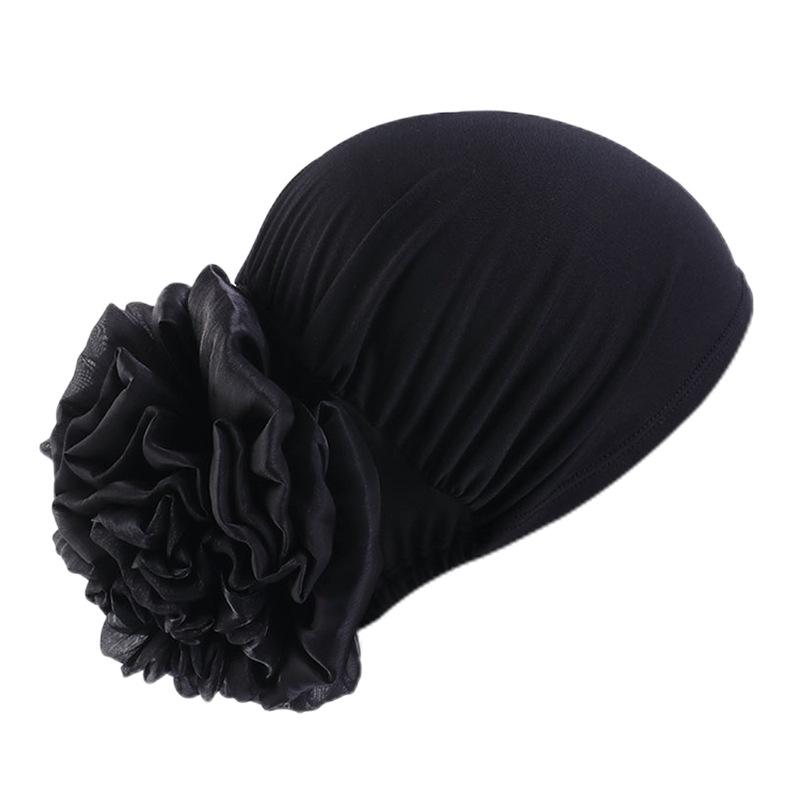 Women Elastic Turban Cap Flower Headscarf Muslim Hijab Undercap Bonnet Hair Loss Cover Chemo Cap Islamic Head Wrap Beanie