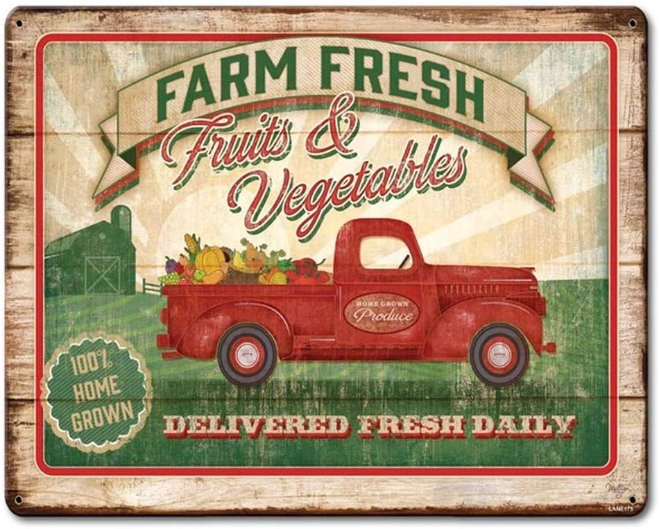 

SmartCows Farm Fresh Fruits and Vegetables Retro Vintage Decor Metal Tin Sign esAluminum 20x30cm（7.8x11.8inch）