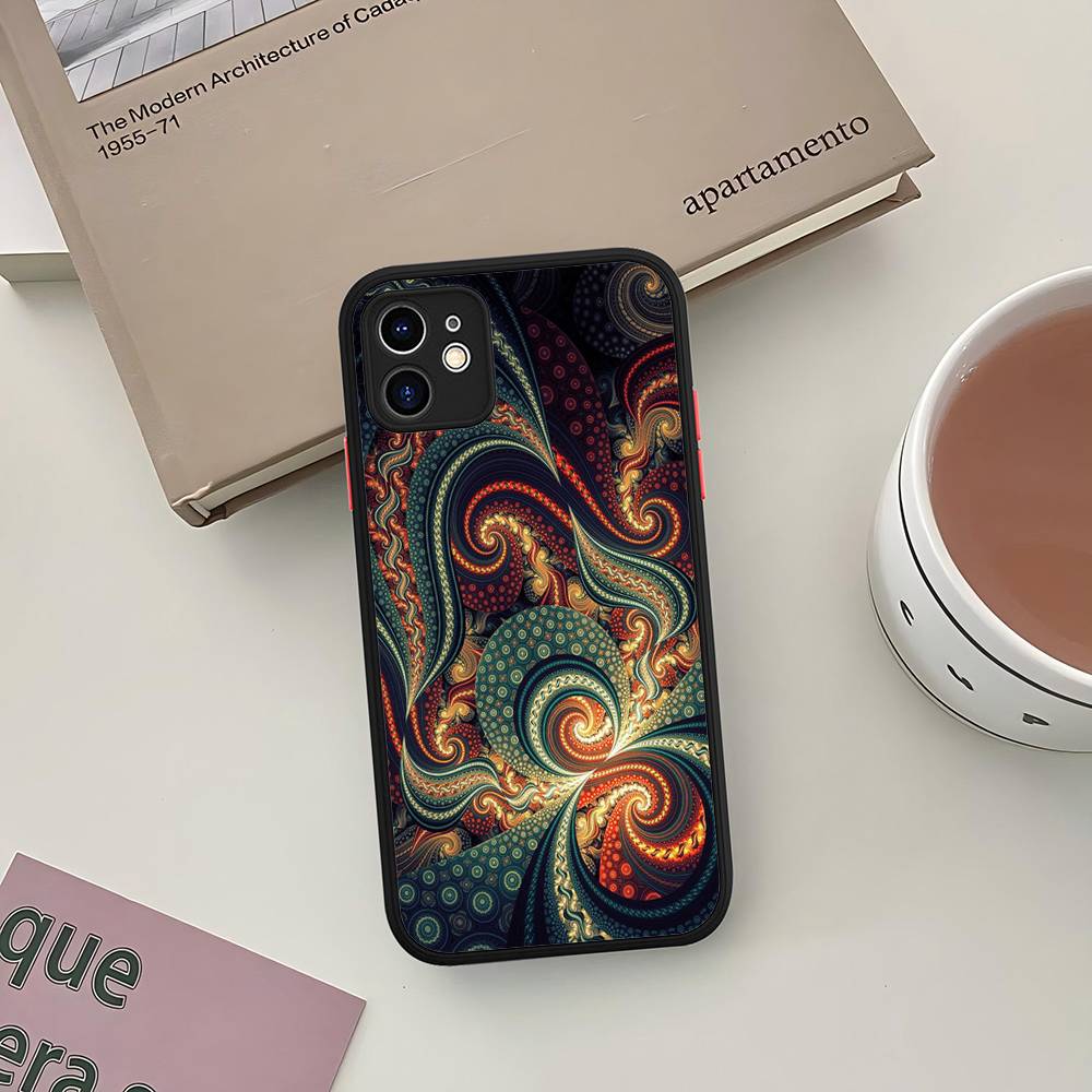 Mandala Painting For iPhone 11 12 13 14 15 16 Pro Max Plus Matte Translucent Phone Cover