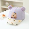 Children's Cotton Baseball Cap with Printed Letters and Adjustable Sun Protection Cap Featuring Small Bear Ears and Casual Brim