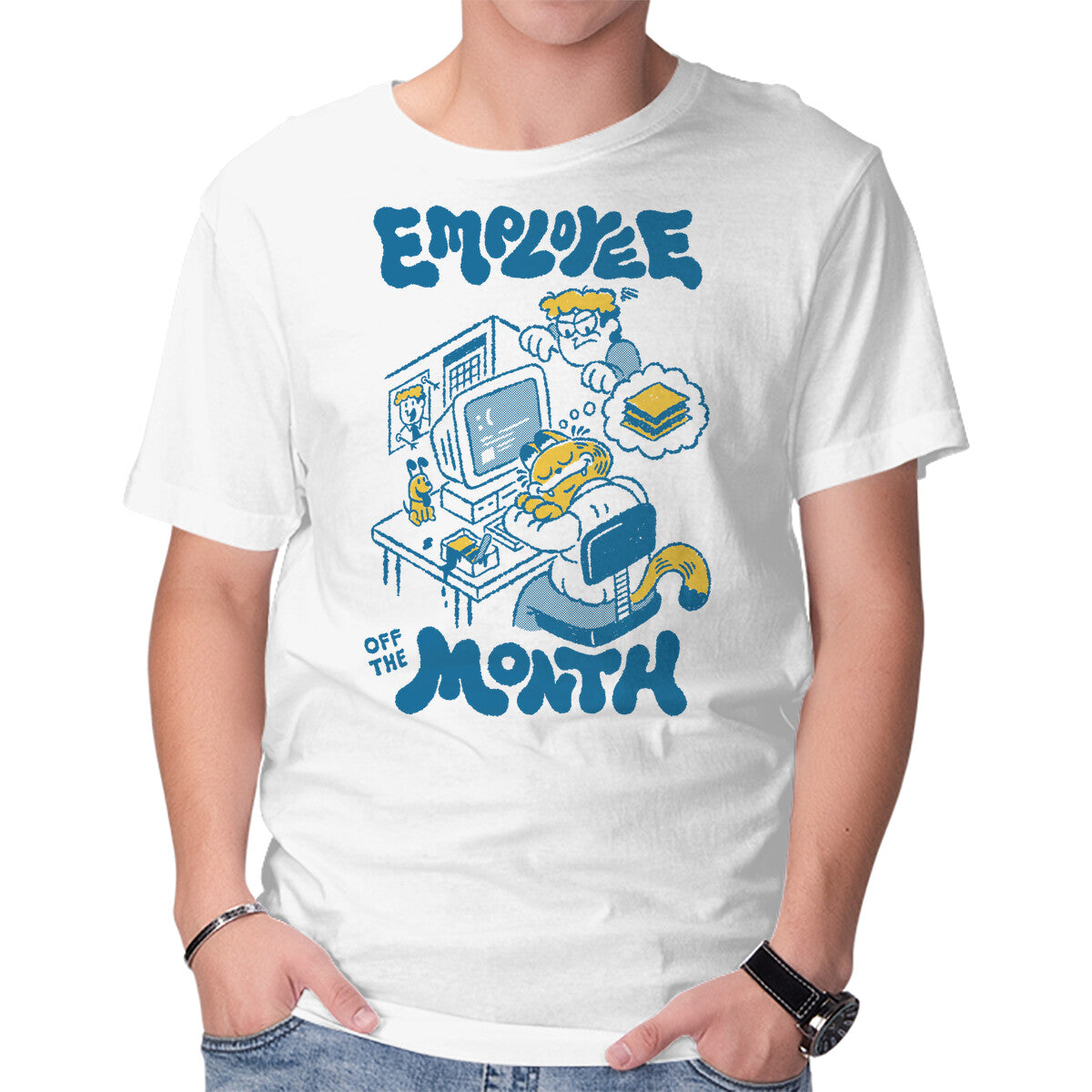 Unisex Crew Neck T-Shirt The Employee Of The Month Graphic Short Sleeve Casual Tee M