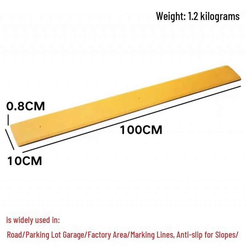 2cm High Mini Rubber Speed Bump and Bicycle Buffer with Yellow-Black Stripes for Parking Space Division