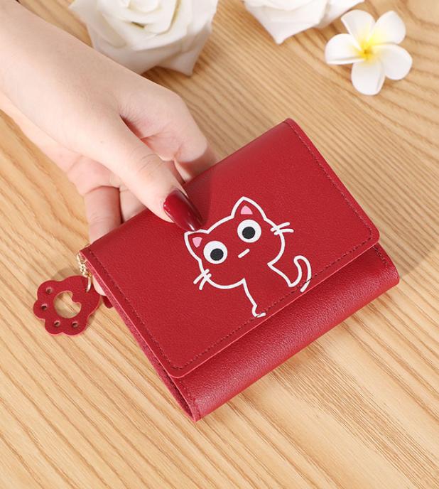 Katzen-Geldbörse Pink - Niedliches Kartenetui Mit Reißverschluss Für Damen