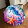 1pc Oceanic Marine Life Illustration Umbrella with Plastic Handle,Suitable for All Seasons Home Travel Outdoor UmbrellaDD1217