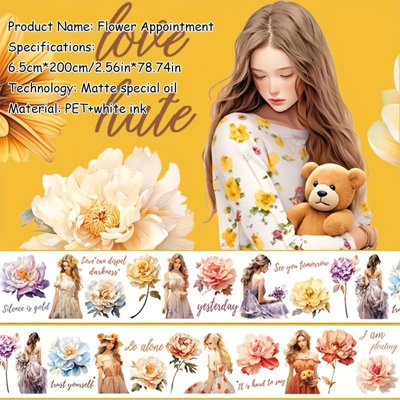 1 rotolo di nastro adesivo con tema ragazza in stile Hong Kong, manuale, scrapbooking, fai da te, decorativo, journaling, forniture