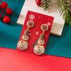 Christmas Full Rhinestone Imitation Pearl Snowman Drop Earrings for Women Enamel Candy House Dangle Earrings New Year Jewelry