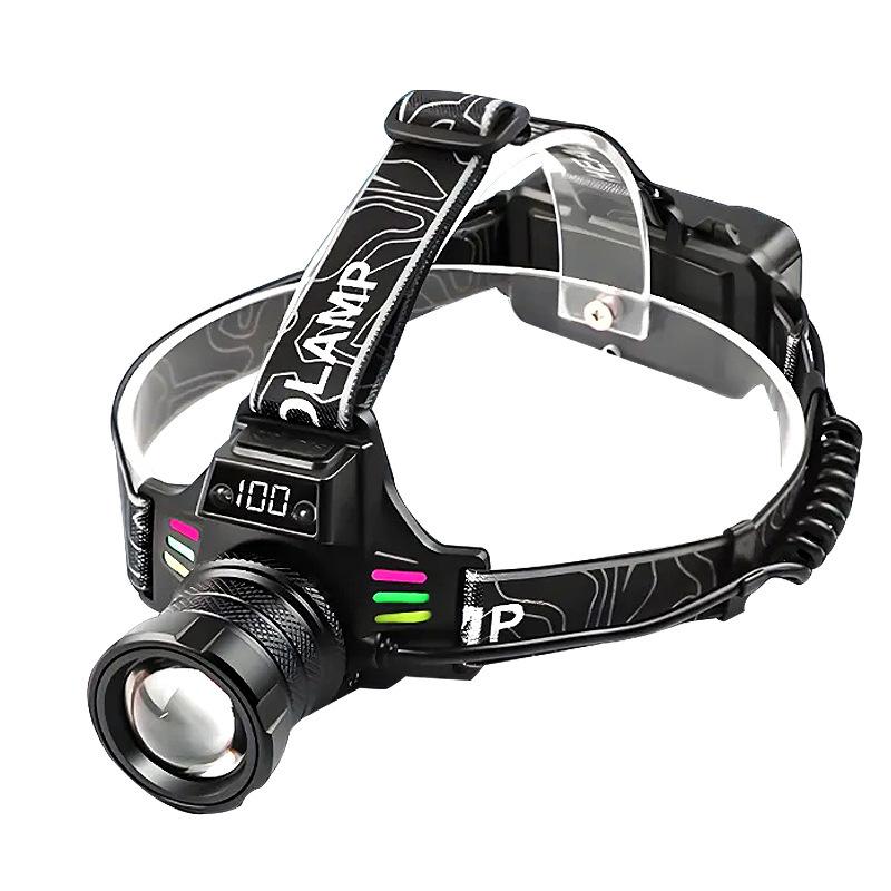 Strong Light Sensing Headlight USB Charging Intelligent Electric Display Multi Light Source Outdoor LED Headlight