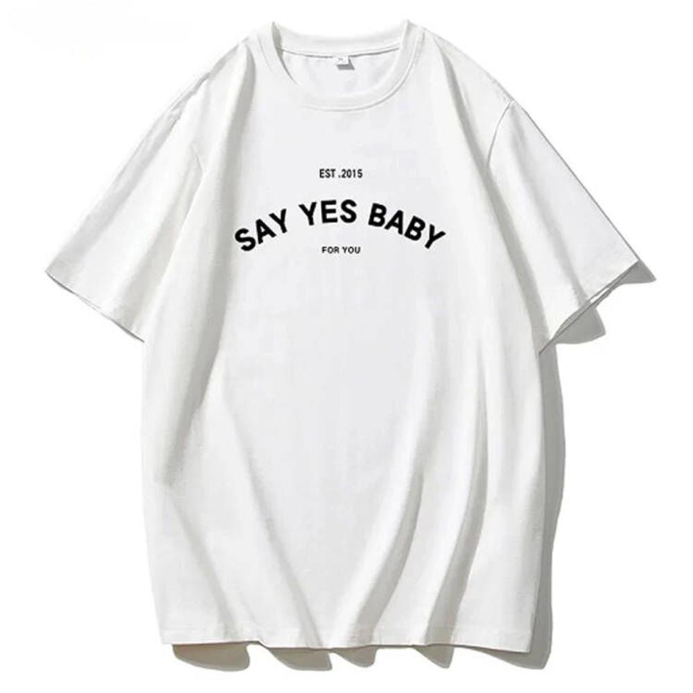 T-Shirt mit Buchstaben-Grafikdruck Sommerkleidung Elegant Hip Hop 100% Baumwolle Streetwear Neue Mode Lässige Oberteile T-Shirts Y2k