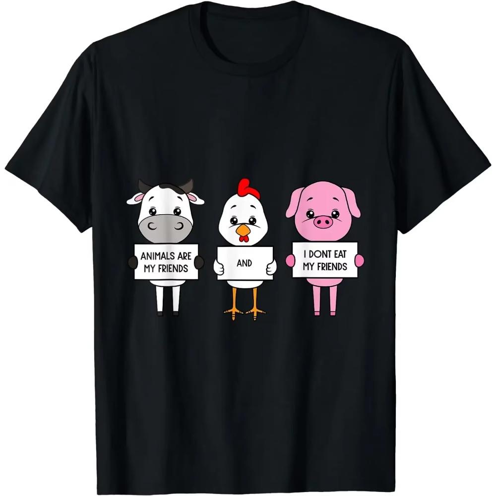 Vegan Power Vegan & Vegetarian Workout T-Shirt Classic Graphic Summer Men T-shirts Magazine Woman Casual Fashion Short-sleev