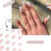 Long Square Fake Nials White Edge Nail Tips Fashion False Nails  Women Girls