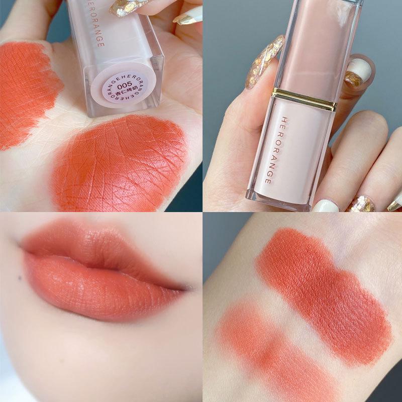 HERORANGE Velvet Matte Long-lasting Lipstick - Waterproof, Sweatproof, Non-fading Crystal Square Tube.