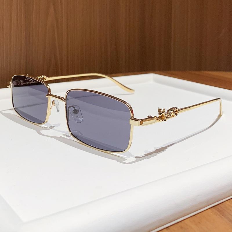 European and American trend Carhome full frame sunglasses men's metal leopard head square sunglasses female cheetah sunglasses