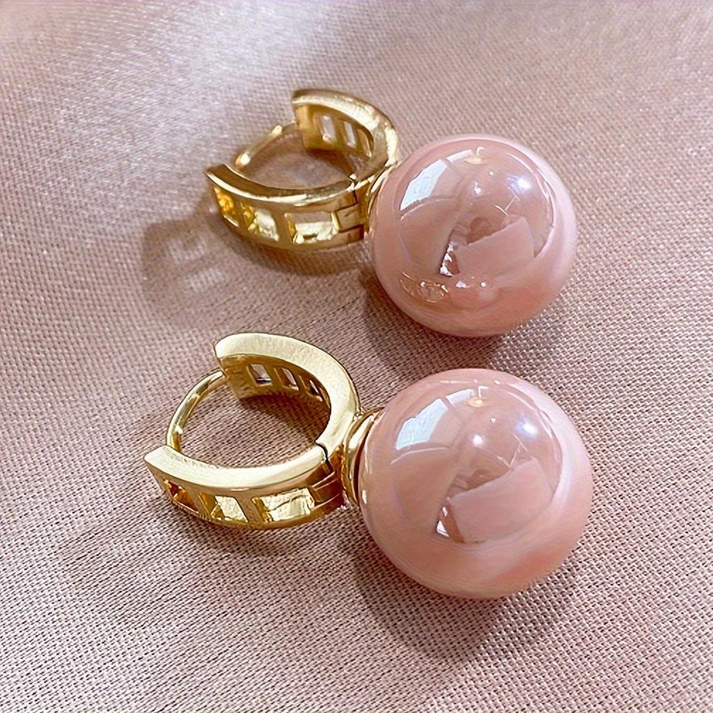 Elegante Zinklegierung Creolen mit rosa Imitationsperle für Party und Date