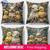 Easter Cartoon Printed Bunny Egg Pillowcase Home Sofa Cushion Cover Bedroom Bedside Pillow Cover