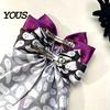 Halloween Hair Clip Silky Satin Bows for Women, Big Ribbon Bow Clips Girls, Decorative Oversized Long Tail Barrettes, Cute Ghost Bat
