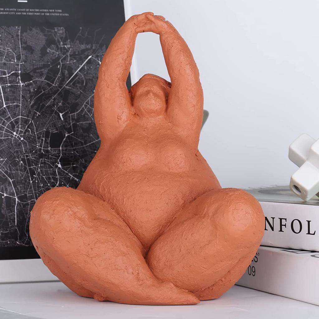 Fat Lady Figurines Yoga Decor Woman Sculpture Yoga Figurine Woman Ornament Vintage Home Decoration Room Table Craft Gifts