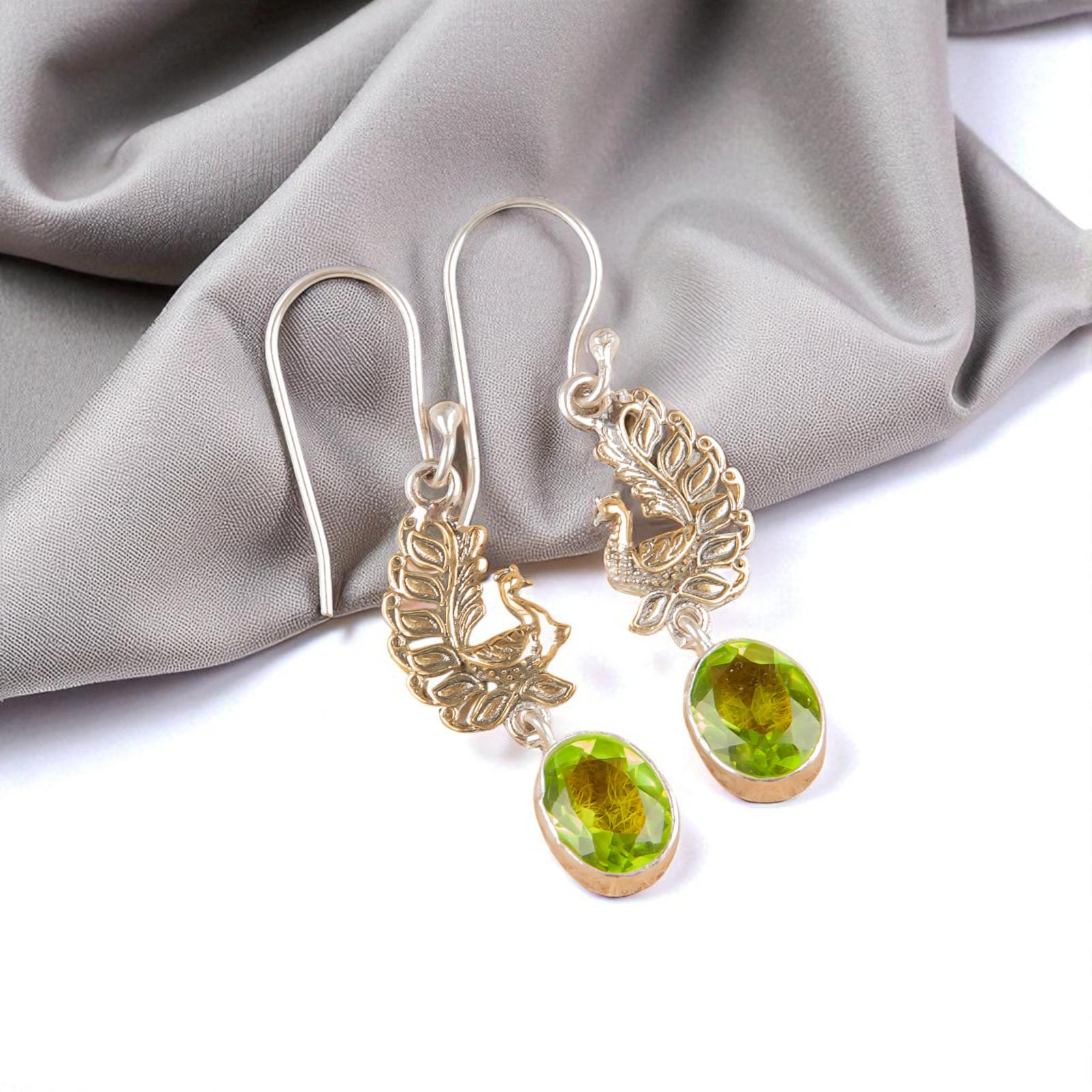 

Peridot Gemstone 925 Sterling Silver Jewelry Handmade Drop/Dangle Earrings 1.8 EE-88-4
