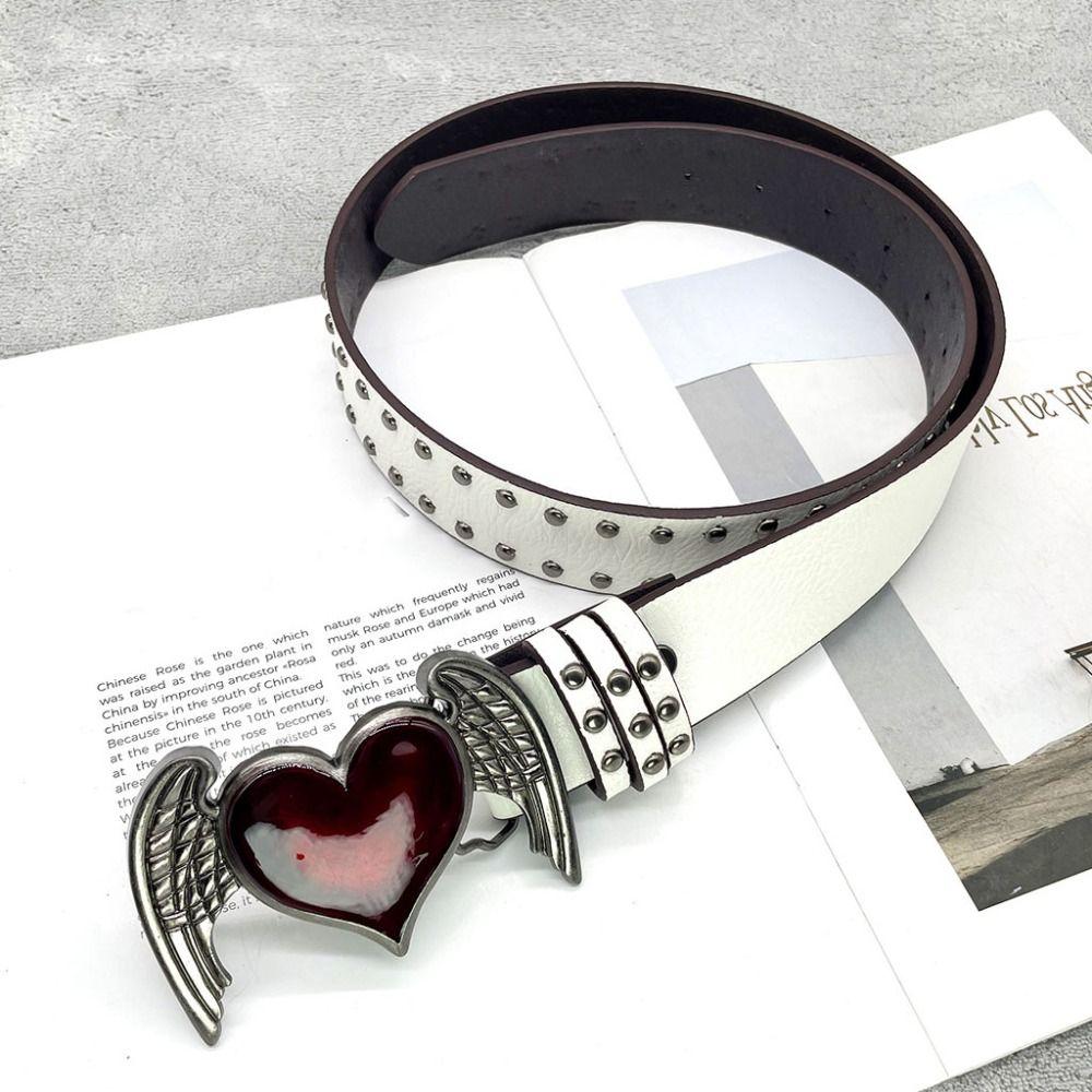 Double Hole Eyelet Grommet Gothic Waistband Trendy PU Leather Waistband Vintage Buckle Waist Belt