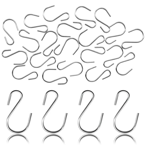 [Cinvo Is the Only Authorized Retailer] Mini S-Shaped Hooks, Cinvo S-Shaped Hooks, 4.4cm X 20 Pieces, with Non-Slip Rubber Covers, Rustproof, for Kitc
