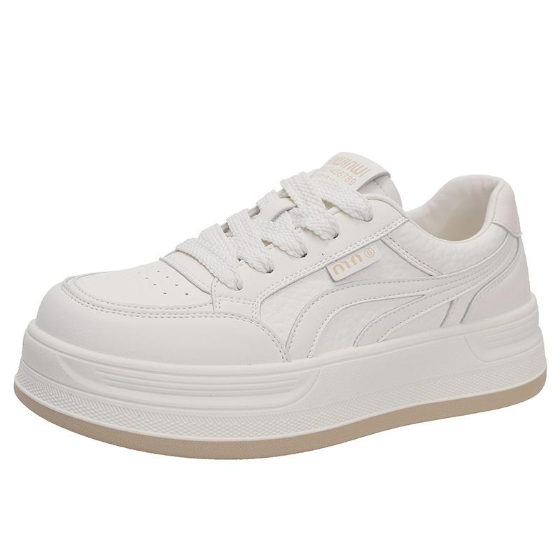 

Популярная платформа белые женские туфли 2025 новый осенний универсальный дышащий нескользящий повседневный обувь небольшая увеличивающая рост обувь на платформе 40