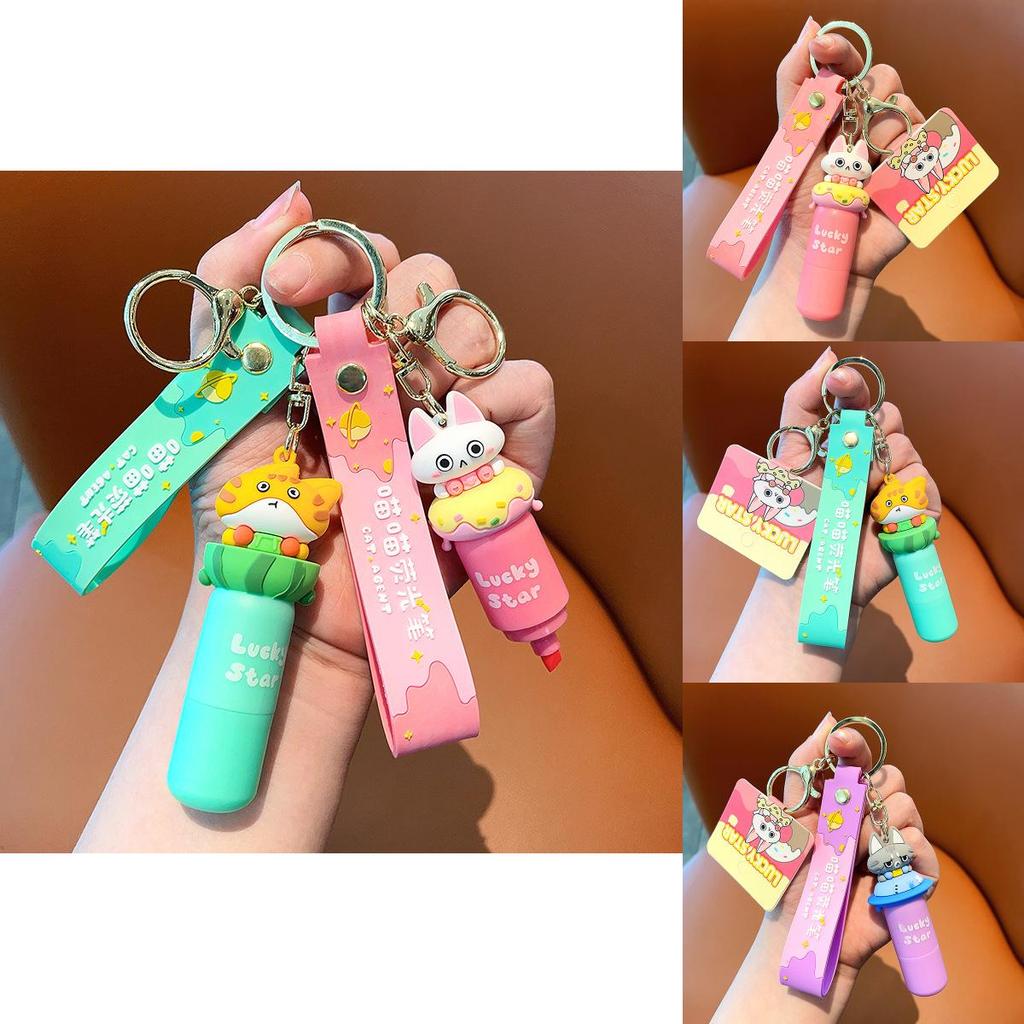 Bezaubernder Cartoon Textmarker Schlüsselanhänger Entzückendes fluoreszierendes Stift Schlüsselzubehör