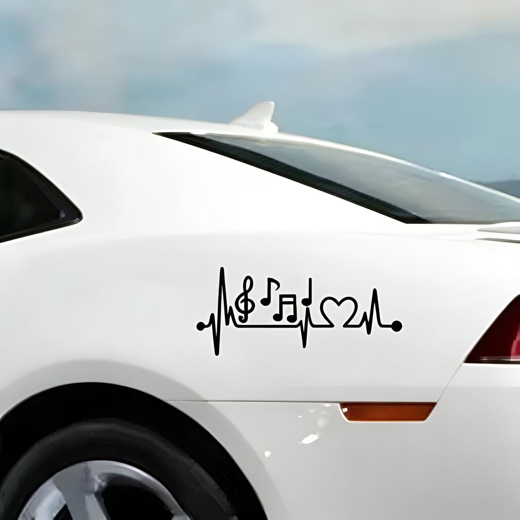 Music Heartbeat Rhythm Car Decal - Universal Reflective Vinyl Sticker for Auto/Motorcycle, Waterproof & Self-Adhesive Exterior D