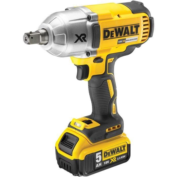 DEWALT Rázový utahovák XR 18V 5Ah Li-Ion 3 rychlosti Dodáváno se 2 bateriemi v kufříku TSTAK, S možností připnutí a stohování