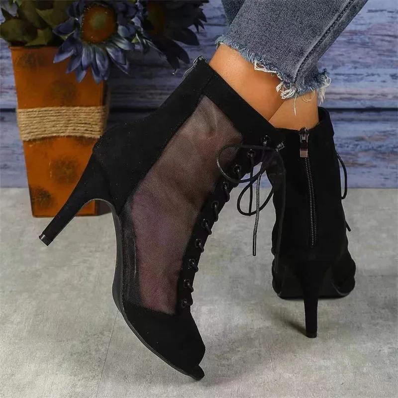 Fashion Woman AnkleLatinDance ShoesFor GirlsSoft BottomBallroomSalsaShoes for Daincing Ladies High HeelPratice Latino Shoes