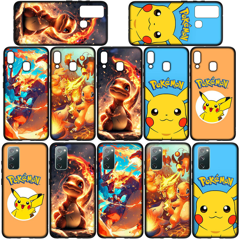Phone Case for Samsung Galaxy S25 S23 S22 S24 Ultra FE Plus S9 A05 A06 A15 A16 A36 A37 A35 A54 A55 A56 A57 A25 A53 Anime Pikachu Pokemon GO Charmander
