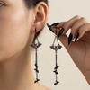 New Design Sweet Cool Black Bowknot Spider Dangle Earring for Women Gothic Spider Web Bat Long Tassel Earring Halloween Jewelry