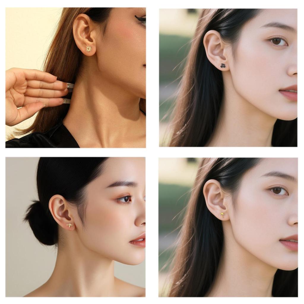 Unisex Titanium Steel Heart Stud Earrings - Simple, Elegant, Christmas Theme