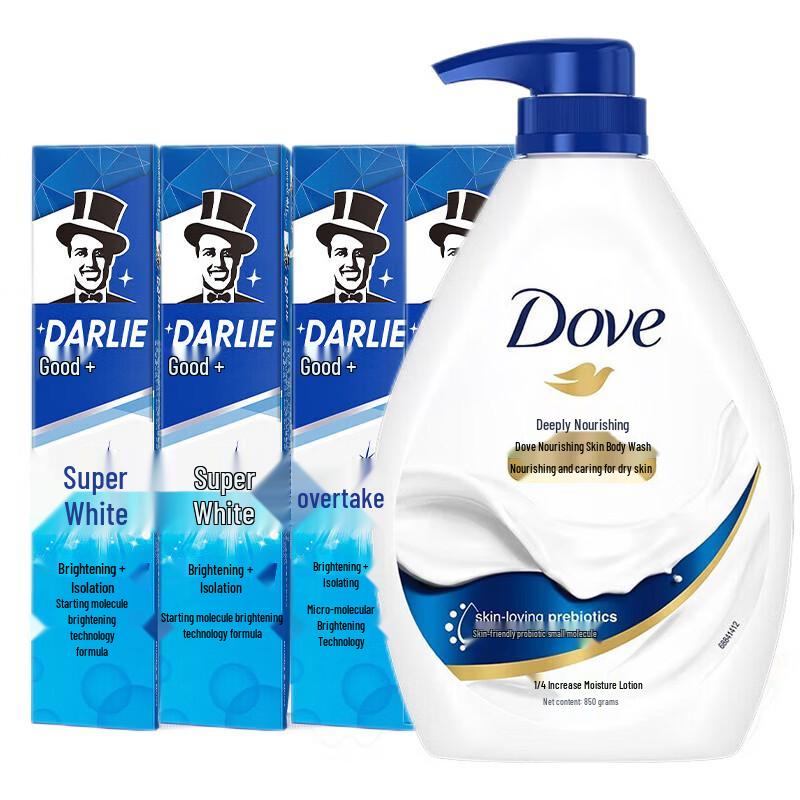 Darlie All Shiny White Toothpaste & Dove Shower Gel Family Pack