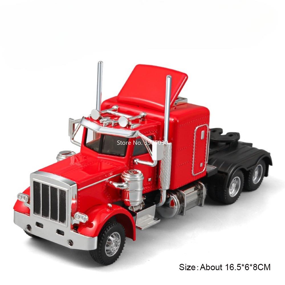 1:50 Alloy Heavy Trucks Toys Models Cars Container Vehicles Light Music Miniature Transport Car Rubber Tires Kids Gifts