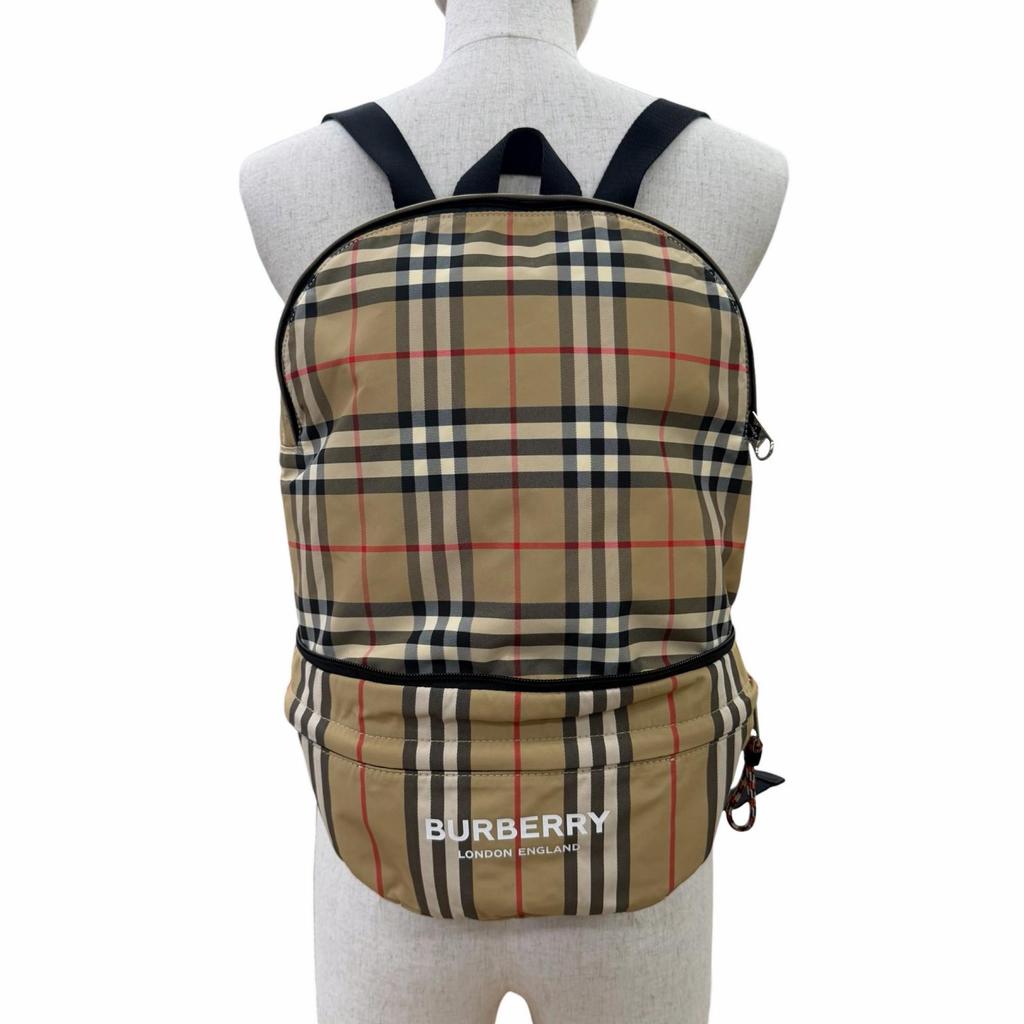 Excellent BURBERRY Daypack Nova Check Logo Backpack Sling Bag Beige 8013921 Used