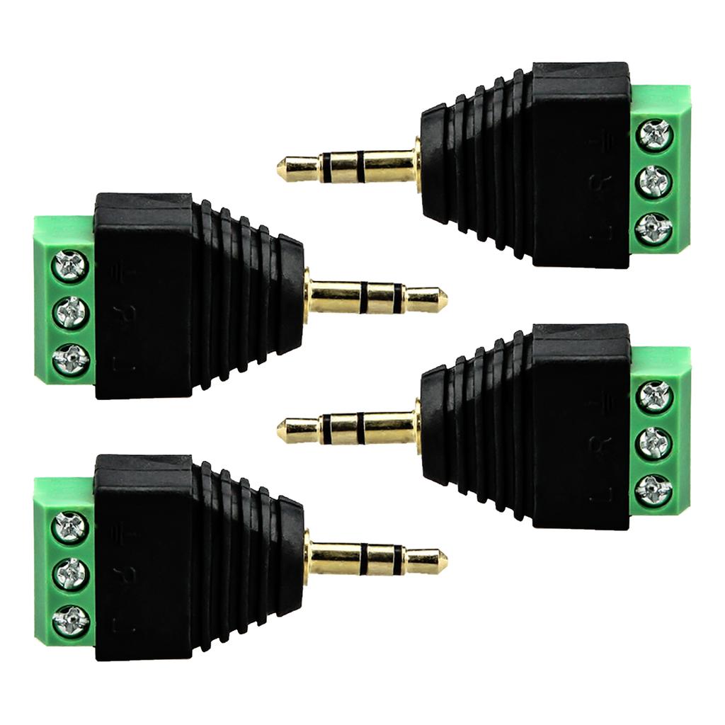Pachet de 4 Adaptor Audio Video Stereo 3.5mm Tată la Terminal cu Șurub Mamă pentru Proiecte DIY Ușoare și Utilizare Profesională