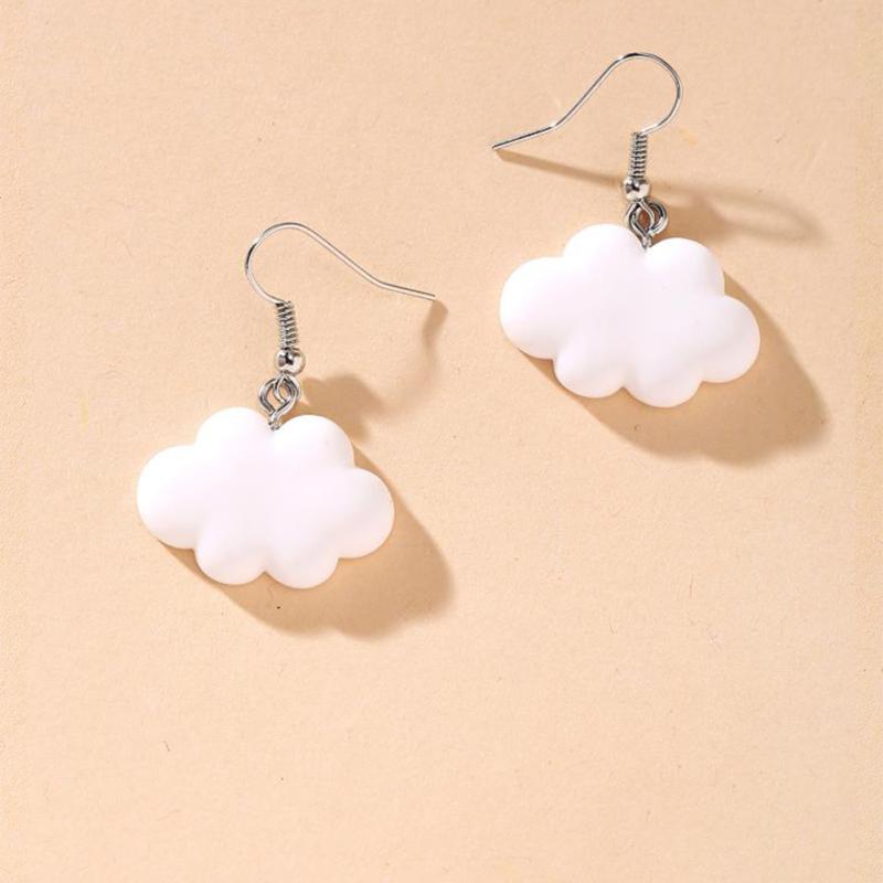1 Pair Of Men And Women Earrings Acrylic Simple Style Cartoon Cute Cloud-shape Earrings
