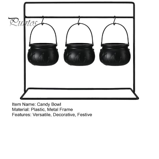 3/9Pcs Halloween Candy Bowls Witch Cauldron Treat Bowls with Iron Rack Candy Bucket Decoration Halloween Party Supplies