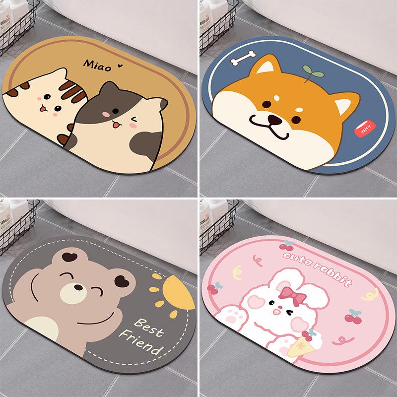 Desene animate cu uscare rapidă, pernă absorbantă, bucătărie, podea, ușă, covor, baie, antiderapant, anti-murdărire, covor de toaletă, desen animat, covor