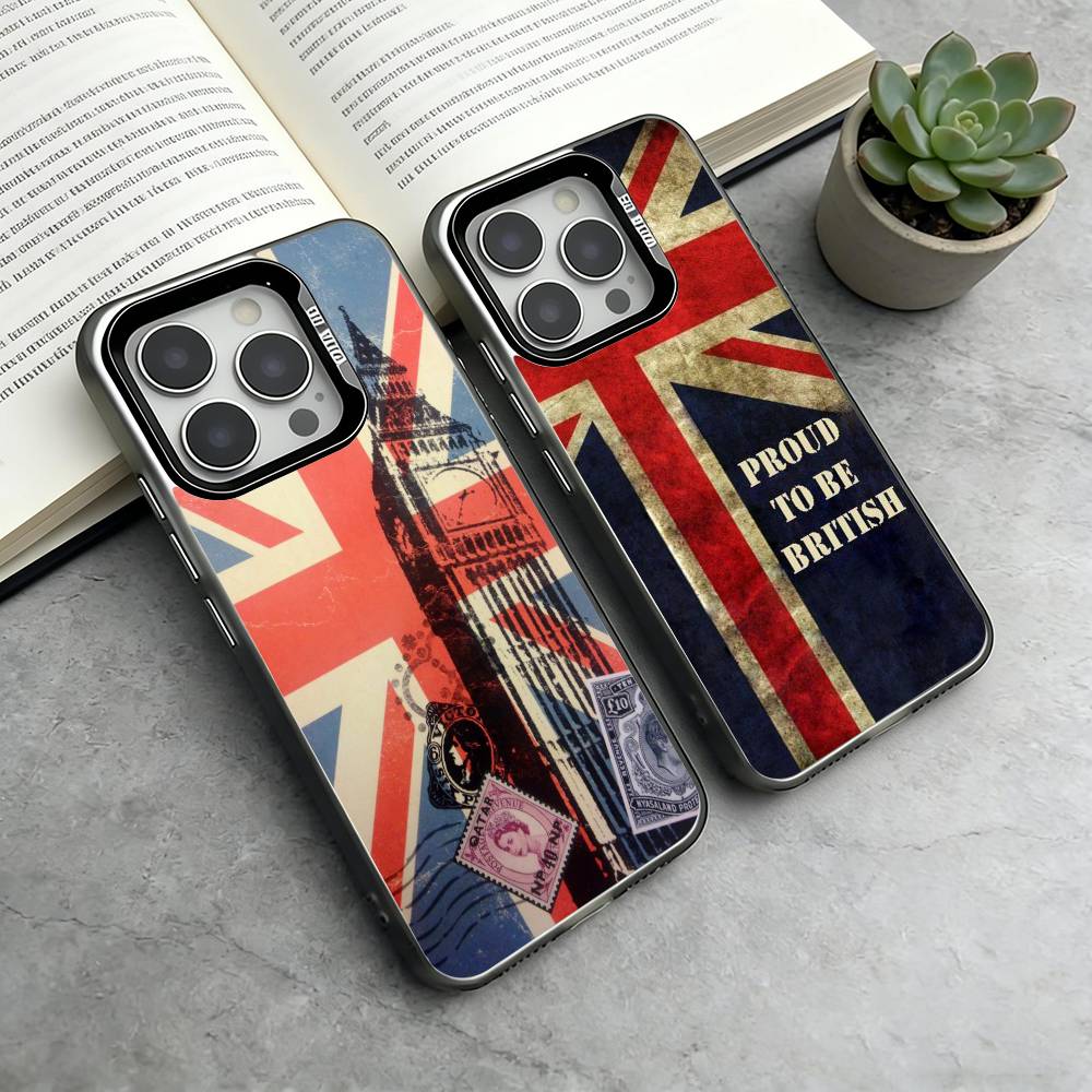 British National Flag Culture Phone Case For iPhone 17,16,15,14,13,12,11 Plus,Pro Max,XS,Colorful Silver Phone case Funda Cover