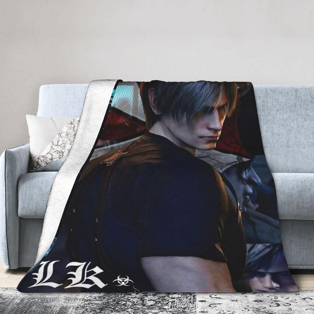 Leons Kennedy Residents Evils Warm Soft Blanket Students Plush Throw Blanket Pattern Couch Chair Flannel Bedspread Bed Cover